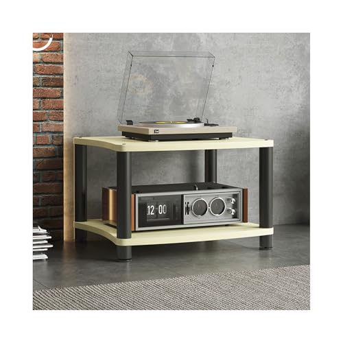 HTYUKFDG HiFi-Ständer, Audio-/Video-Komponentenschrank, moderner Medienaufbewahrungsschrank, Audio-Rack-Tower aus Holz, CD-Player-Ständer for Gaming-Aufnahmeräume(Natural,2 Tier) von HTYUKFDG