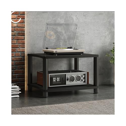 HTYUKFDG HiFi-Ständer, Audio-/Video-Komponentenschrank, moderner Medienaufbewahrungsschrank, Audio-Rack-Tower aus Holz, CD-Player-Ständer for Gaming-Aufnahmeräume(Svart,2 Tier) von HTYUKFDG