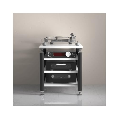 HTYUKFDG HiFi-Ständer, Audio-Rack-Tower, offener Stereoschrank, moderner Audio-Video-Medienständer mit verstellbaren Regalen, Unterhaltungsständer for Heimkino(Blanc,3 Tier) von HTYUKFDG