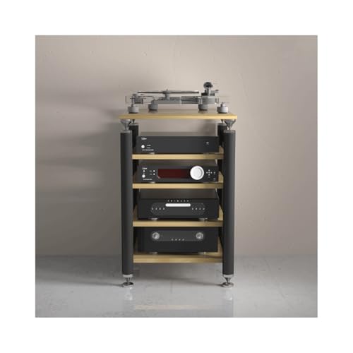 HTYUKFDG HiFi-Ständer, Audio-Rack-Tower, offener Stereoschrank, moderner Audio-Video-Medienständer mit verstellbaren Regalen, Unterhaltungsständer for Heimkino(Natural,4 Tier) von HTYUKFDG