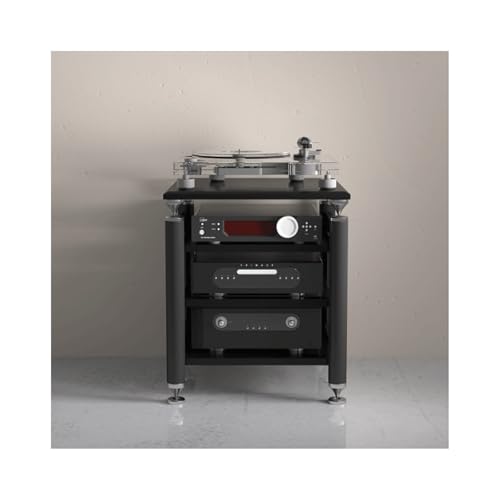 HTYUKFDG HiFi-Ständer, Audio-Rack-Tower, offener Stereoschrank, moderner Audio-Video-Medienständer mit verstellbaren Regalen, Unterhaltungsständer for Heimkino(Svart,3 Tier) von HTYUKFDG