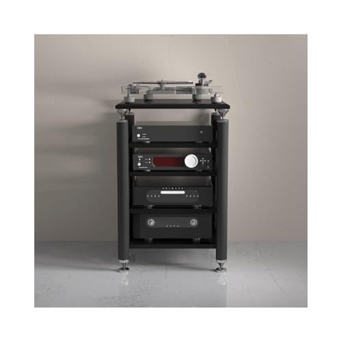 HTYUKFDG HiFi-Ständer, Audio-Rack-Tower, offener Stereoschrank, moderner Audio-Video-Medienständer mit verstellbaren Regalen, Unterhaltungsständer for Heimkino(Svart,4 Tier) von HTYUKFDG