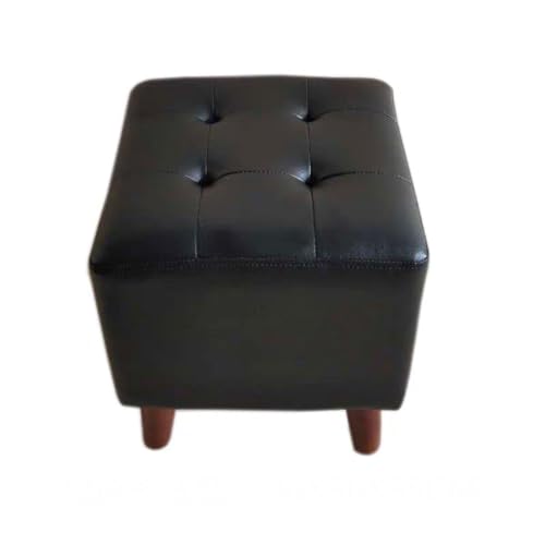 HTYUKFDG Kleiner Fußhocker, Ottomane Kunstleder-Fußstütze Ottomane mit Füßen aus massiver Eiche quadratischer Fußhocker multifunktionale zusätzliche Sitzgelegenheit für die Couch im Wohnzimmer von HTYUKFDG
