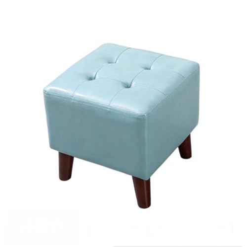 HTYUKFDG Kleiner Fußhocker, Ottomane Kunstleder-Fußstütze Ottomane mit Füßen aus massiver Eiche quadratischer Fußhocker multifunktionale zusätzliche Sitzgelegenheit für die Couch im Wohnzimmer von HTYUKFDG