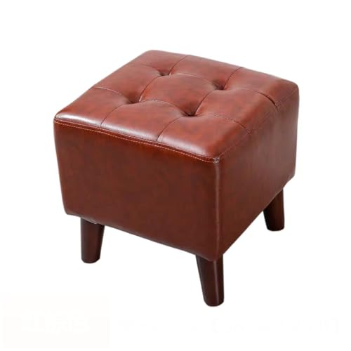 HTYUKFDG Kleiner Fußhocker, Ottomane Kunstleder-Fußstütze Ottomane mit Füßen aus massiver Eiche quadratischer Fußhocker multifunktionale zusätzliche Sitzgelegenheit für die Couch im Wohnzimmer von HTYUKFDG