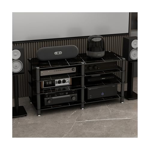HTYUKFDG Moderner Audio-Video-Medienständer, Audio-Video-Regal, Audio-Rack, Medienregale mit Steinplatte und Rahmen aus Kohlenstoffstahl, Stereo-Ständer(Multi-Colored,4 Tier) von HTYUKFDG