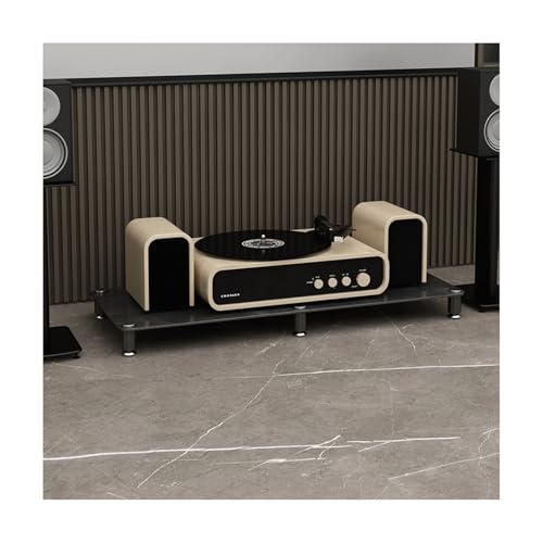 HTYUKFDG Moderner Audio-Video-Medienständer, Audio-Video-Regal, Audio-Rack, Medienregale mit Steinplatte und Rahmen aus Kohlenstoffstahl, Stereo-Ständer(Svart,1 Tier) von HTYUKFDG