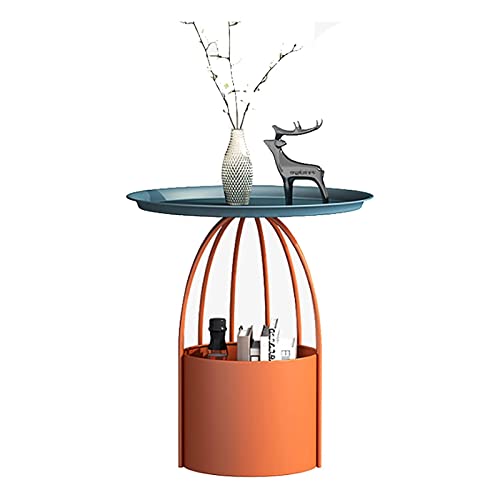HTYUKFDG Moderner runder Couchtisch mit Stauraum, nordischer Mitteltisch aus Metall, kreativer Beistelltisch aus Eisenkunst für Wohnzimmer, Sofa, Schlafzimmer von HTYUKFDG