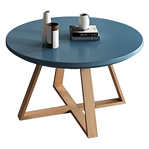 HTYUKFDG Runder Couchtisch für Wohnzimmer Moderner Couchtisch, MDF-Platte, Buchenbeine, 24-Zoll-Mitteltisch für Schlafzimmer, Küche, Büro, einfache Montage von HTYUKFDG