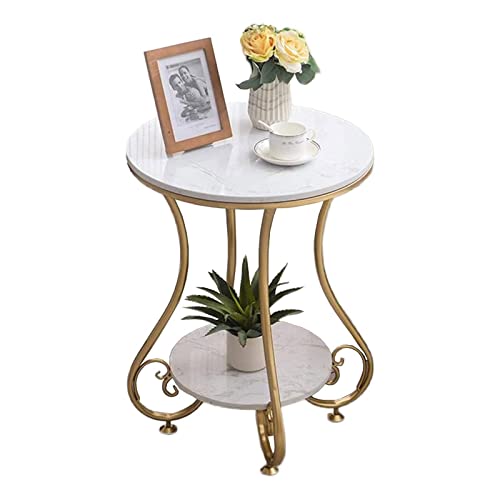 HTYUKFDG Runder Couchtisch mit Ablage Moderner 2-stöckiger Beistelltisch mit Marmorplatte, Kunstmarmoroberfläche und stabilen Metallbeinen, einfacher Kleiner Cocktailtisch für das Wohnzimmer HTYUKFDG Runder Couchtisch mit Ablage Moderner 2-stöckiger Beistelltisch mit Marmorplatte, Kunstmarmoroberfläche und stabilen Metallbeinen, einfacher Kleiner Cocktailtisch für das Wohnzimmer von HTYUKFDG