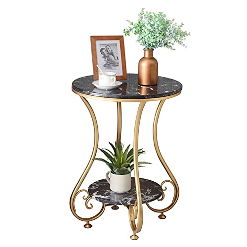 HTYUKFDG Runder Couchtisch mit Ablage Moderner 2-stöckiger Beistelltisch mit Marmorplatte, Kunstmarmoroberfläche und stabilen Metallbeinen, einfacher Kleiner Cocktailtisch für das Wohnzimmer HTYUKFDG Runder Couchtisch mit Ablage Moderner 2-stöckiger Beistelltisch mit Marmorplatte, Kunstmarmoroberfläche und stabilen Metallbeinen, einfacher Kleiner Cocktailtisch für das Wohnzimmer von HTYUKFDG