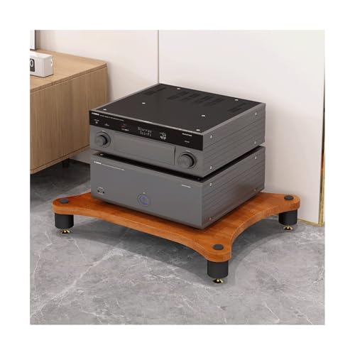 HTYUKFDG Stereo-Rack AV-Medienständer mit stoßdämpfenden Füßen HiFi-Ständer Holz-CD-Plattenspieler Stereo-Receiver AV-Geräteschrank Display-Rack(Bruin,1 Tier) von HTYUKFDG