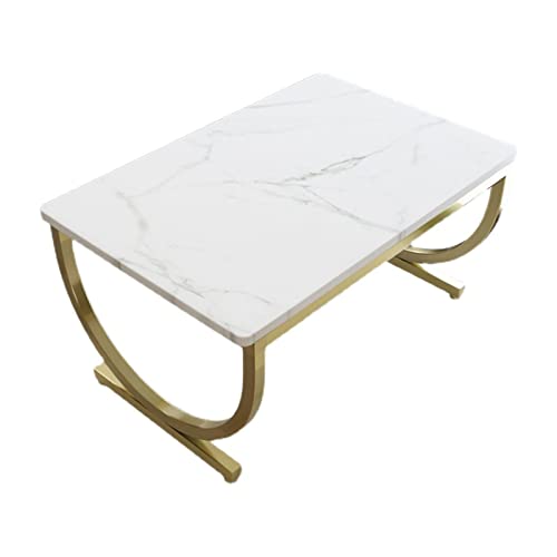 Marmor-Couchtisch, rechteckiger Couchtisch mit Kunstmarmorplatte und Metallrahmen, großer niedriger Tisch in der Mitte, moderner Akzenttisch für Heimdekoration Marmor-Couchtisch, rechteckiger Couchtisch mit Kunstmarmorplatte und Metallrahmen, großer niedriger Tisch in der Mitte, moderner Akzenttisch für Heimdekoration von HTYUKFDG