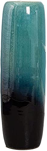 HTian Boden des Wohnzimmers Vase Gradient Blau Keramik Vase Große Veranda Dekoration Getrocknete Kunstdekoration 60 cm HTian Boden des Wohnzimmers Vase Gradient Blau Keramik Vase Große Veranda Dekoration Getrocknete Kunstdekoration 60 cm von HTian