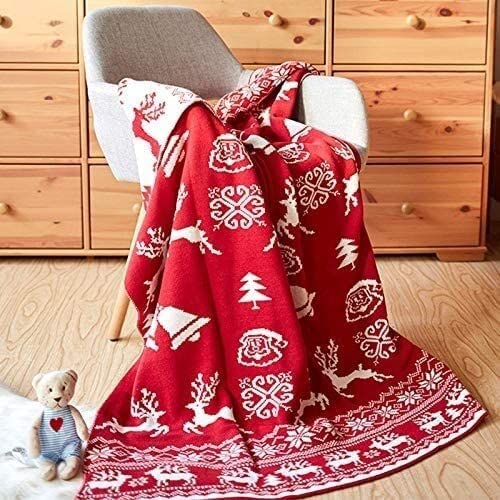 HTian Decke nordische Baumwolle gestrickte Decke Schneeflocke Weihnachtsdecke dekorative Klimaanlage Deckeldecke, 51"x63 (Size : 130 * 160cm) von HTian