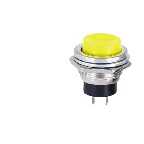 5 20pcs 16 mm Momentan-Druckknopf 2Pin-Netzschalter Elektrische Tasten DS-212 Selbstauflösend 6 Farben kompatibel mit Leuchten(Gelb) von HToQaCx