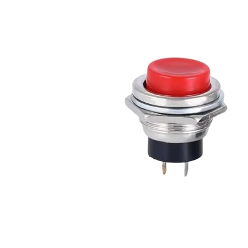 5 20pcs 16 mm Momentan-Druckknopf 2Pin-Netzschalter Elektrische Tasten DS-212 Selbstauflösend 6 Farben kompatibel mit Leuchten(Rot) von HToQaCx