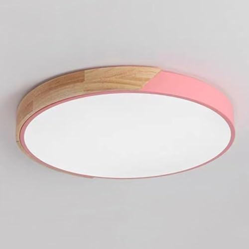 HTsilphelene Deckenlampe Holz, Rustikale Holzoptik Deckenleuchte Holz Mit Modernem Design, Dimmbare lampe holz für Wohnzimmer Schlafzimmer Küche Esszimmer Flur (Rosa,40CM) von HTsilphelene