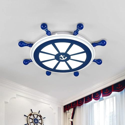 HTsilphelene Deckenlampe kinderzimmer, Nautischer Stil Anker Ultradünne Acryl LED Flush Mount Deckenleuchte in blauem Finish für Wohnzimmer Kinderzimmer Kinderzimmer (A) von HTsilphelene