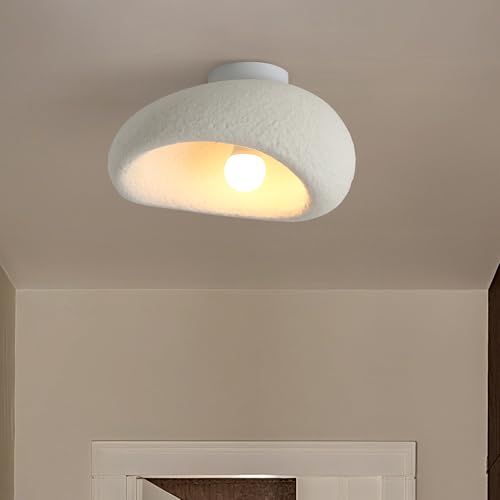 HTsilphelene Moderne Deckenlampe Wabi-Sabi, E27 Weißer Shell Kronleuchter Wabi-Sabi Deckenlampe, Lampenschirm Pendelleuchte Für Schlafzimmer Wohnzimmer Kücheninsel (A,30CM) von HTsilphelene