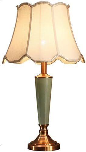 HTsilphelene Moderne Kreativität Tischlampen, Keramik Schlafzimmer Lampe mit Stoff Lampenschirm für Wohnzimmer Nachttisch Lampe (B) von HTsilphelene