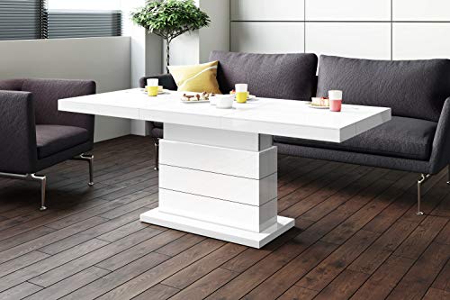 Design Couchtisch Matera Lux H-333 Weiß Hochglanz höhenverstellbar ausziehbar Tisch Esstisch Design Couchtisch Matera Lux H-333 Weiß Hochglanz höhenverstellbar ausziehbar Tisch Esstisch von HU