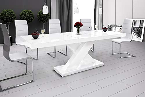 Design Esstisch Tisch HE-888 Weiß Hochglanz ausziehbar 160 bis 210 cm von HU