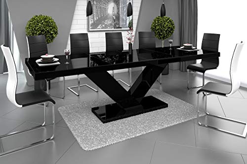 Design Esstisch Tisch HE-999 Schwarz Hochglanz ausziehbar 160 bis 256 cm von HU
