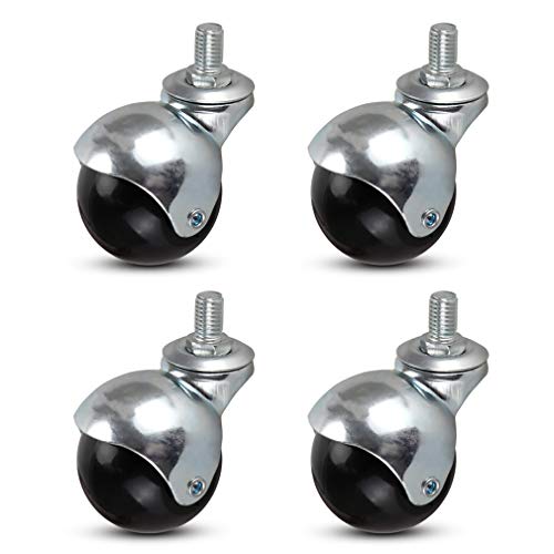 4 Bürostuhlrollen Lenkrollen Ball Räder,50mm Möbel Rollen Kugelrollen,Nylonrollen,Verzinkte Halterung,Geräuschlos,mit Gewindestange M8/M10,für Sofa,Couchtisch,Aktenschränke (M10,4universal) von HUA0LUN