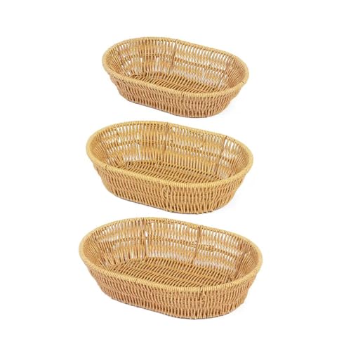 3pcs Oval Geformte Snacks Teller Dekorative Imitation Rattan Gewebter Obstkorb Für Desktop Mehrzweckbrot Servierschale 3pcs Oval Geformte Snacks Teller Dekorative Imitation Rattan Gewebter Obstkorb Für Desktop Mehrzweckbrot Servierschale von HUAANYA