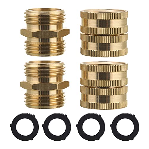 4PCS Gartenschlauchadapter Mit Unterlegscheiben Dauerhafter Anti Deformierter Adapter Männlich Bis Männlicher Frau Bis Weiblich 3/4 Messinganschluss von HUAANYA