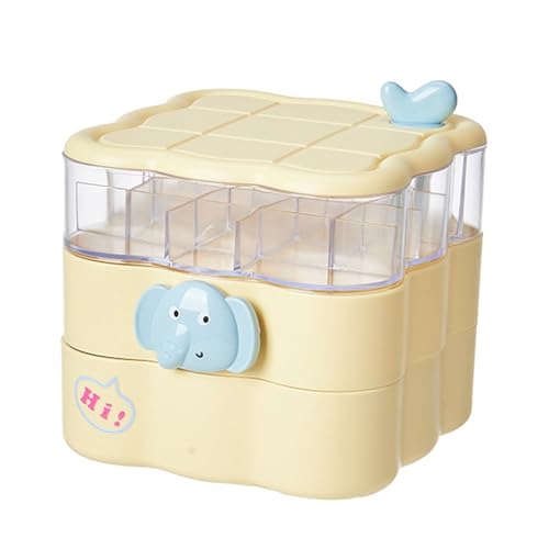 HUAANYA Drehende 3 Schicht Kosmetikschachtel Mit Klaren Fächern Und Schönem Bärenakzent Design Rotatable Schmucktasche Rotierende Schmuckhülle Für Ohrringe Ringe von HUAANYA