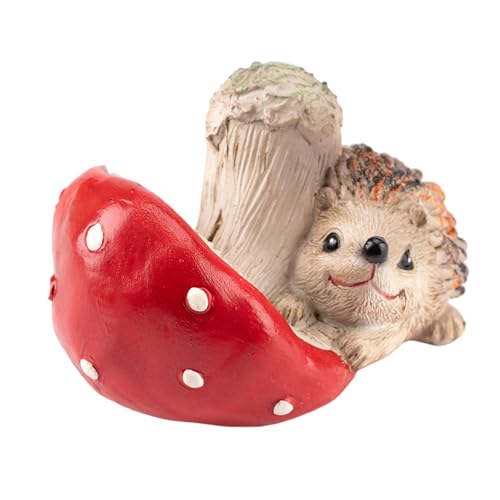 HUAANYA Gartendekorationen Miniaturen Statue Eichhörnchen Pilz Dekore Für Garten Ornamente Pflanzen Töpfe Landschaft Modell Ornamente Igel Pilz Figur von HUAANYA