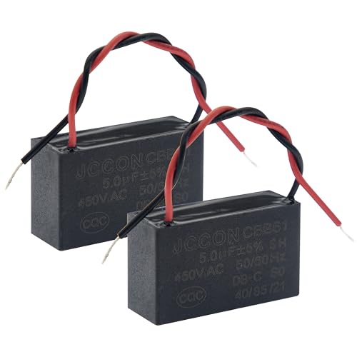 (2er-Pack) CBB61 450V AC 5.0UF 5% 50/60Hz Anlaufkondensator Metallisierte Polypropylenfolie für Deckenventilator-Motorstart von HUABAN