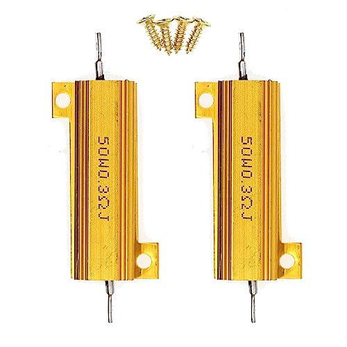 2 Stück 50W 0,3 Ohm Hochleistungs-Drahtwiderstand mit Aluminiumgehäuse und Schrauben von HUABAN