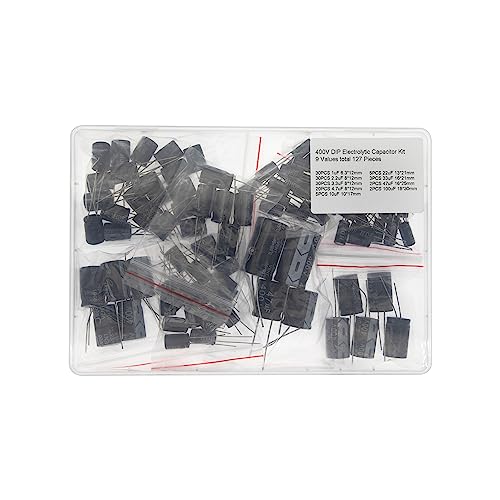 9 Werte insgesamt 127 Stück 400V DIP Elektrolytkondensator Kit 1uF 2.2uF 3.3uF 4.7uF 10uF 22uF 33uF 47uF 100uF von HUABAN