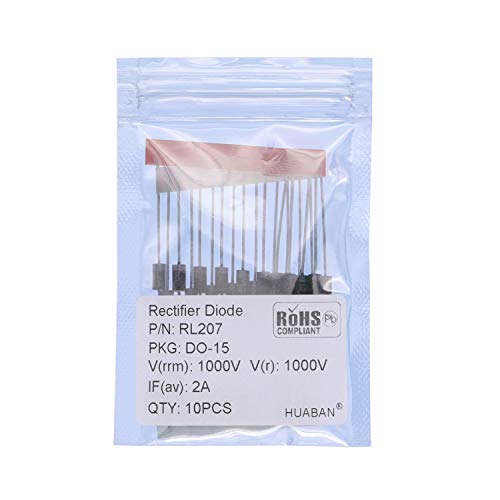 HUABAN 10PCS RL207 Rectifier Diode 2A 1000V DO-15 (DO-204AC) Axial 2 Amp 1000 Volt von HUABAN