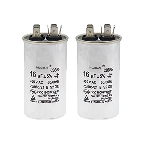 HUABAN 2 Stück 16 uF Start-Kondensator CBB65 450V 50/60Hz Aluminiumgehäuse für Klimaanlagen von HUABAN