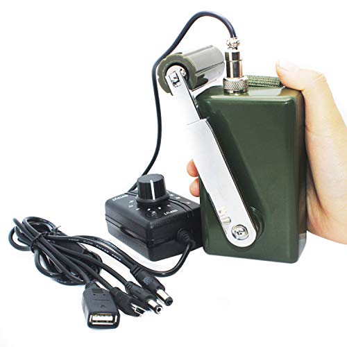 HUABAN Portable Hand Crank Generator High Power Charger for Outdoor Mobile Phone Computer Charging 30W / 0-28V with USB Plug (Green Generator + DC Regulator) von HUABAN