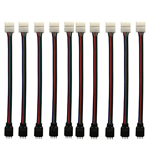 10pcs RGB 5050 LED Schnellverbinder 4 polig Verbindungskabel Anschlusskabel LED Stripe Verbinder Adapter Eckverbinder für 10mm Breit RGB 5050 LED Streifen von HUABLUE