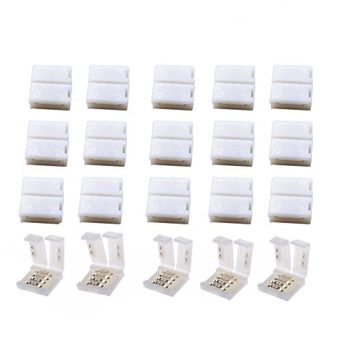 20 pcs 4 poligen LED Verbinder LED Strip Connector 10mm Breit LED Stecker,LED Schnellverbinder, für SMD 5050 RGB LED Streifen Stripes (20 PCS -RGB-Anschlüsse) von HUABLUE