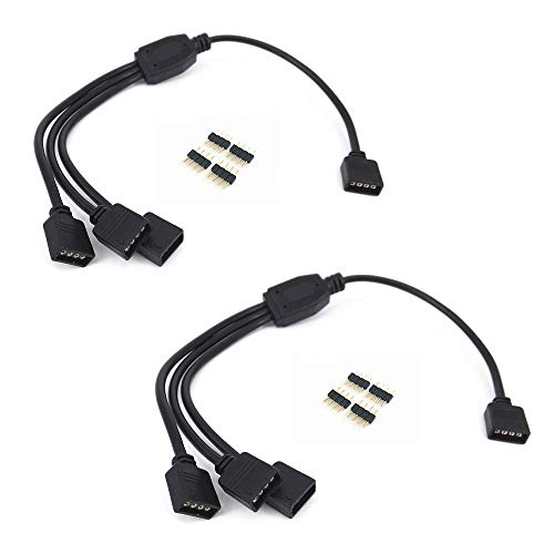 HUABLUE 2pcs/pack schwarz 4Pin LED Splitter Kabel Y Splitter Verteiler Kabel LED Stripe Verbinder für Eine zu Drei SMD 5050 RGB LED Streifen 30cm/11.81inch von HUABLUE