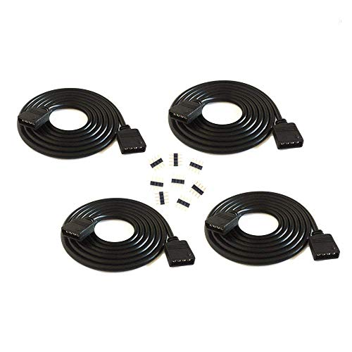 4pcs pack Schwarz 2m LED Verlängerungskabel,LED Streifen Verbinder Verlängerung Anschluss Verteiler Kabel für 4 polig RGB 5050 2835 LED Streifen Licht 4 polig LED TV Hintergrundbeleuchtung SET von HUABLUE