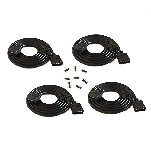 4pcs pack Schwarz 2m LED Verlängerungskabel ,LED Streifen Verbinder Verlängerung Anschluss Verteiler Kabel für 4 polig RGB 5050 2835 LED Streifen Licht 4 polig LED TV Hintergrundbeleuchtung SET von HUABLUE