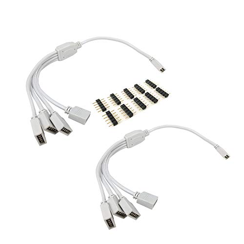 HUABLUE 2pcs/Pack Weiß 5Pin LED Splitter Kabel Y Splitter Verteiler Kabel LED Stripe Verbinder für 1 zu 4 SMD 5050 3528 RGBW LED Streifen (30cm) von HUABLUE