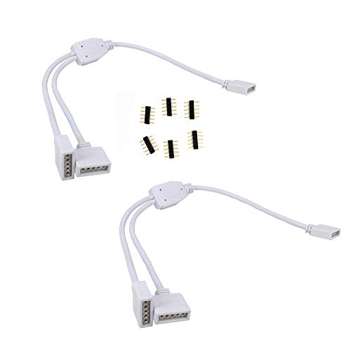 HUABLUE 2pcs/Pack Weiß 5Pin LED Splitter Kabel Y Splitter Verteiler Kabel LED Stripe Verbinder für Eine zu Zwei SMD 5050 3528 RGBW LED Streifen (30cm) von HUABLUE