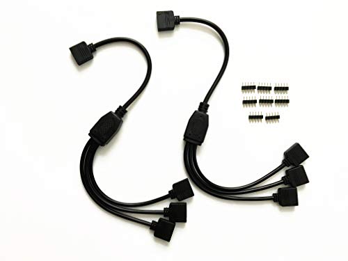 HUABLUE 2pcs/Pack schwarz 5Pin LED Splitter Kabel Y Splitter Verteiler Kabel LED Stripe Verbinder für 1 zu 3 SMD 5050 3528 RGBW LED Streifen (30cm) von HUABLUE