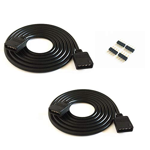 HUABLUE 2pcs/pack Schwarz 5m/16.4ft LED RGB-Strip 4 pin, LED Verlängerungskabel LED Streifen Verbinder Verlängerung Anschluss Verteiler Kabel für 4 polig RGB 5050 3528 2835 LED Streifen Licht von HUABLUE