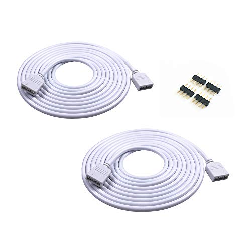 HUABLUE 2pcs/pack Weiß 3m/9.84ft LED RGB-Strip 4 pin LED Verlängerungskabel LED Streifen Verbinder Verlängerung Anschluss Verteiler Kabel für 4 polig RGB 5050 3528 2835 LED Streifen Lich t von HUABLUE