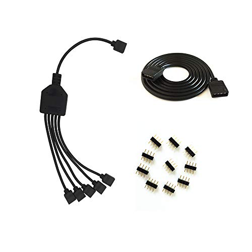 HUABLUE schwarz 4Pin LED Splitter Kabel Y Splitter Verteiler Kabel，rgb splitter kabel， LED Stripe Verbinder für Eine zu Fünf SMD 5050 3528 RGB LED Streifen von HUABLUE